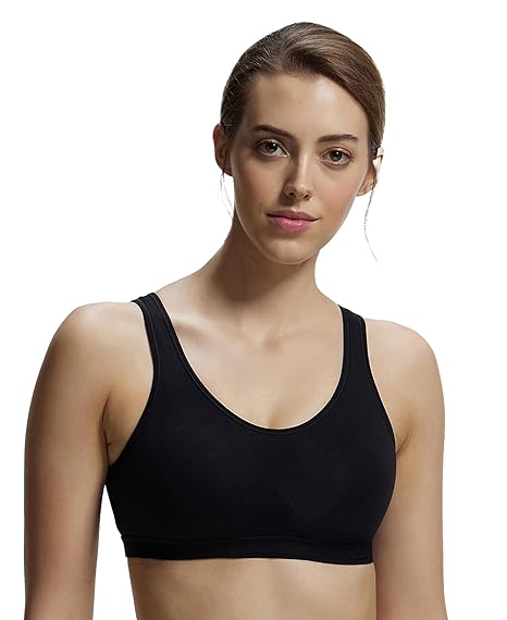 Jockey 1376 Women’s Wirefree Cotton Active Bra – Non-Padded Full Coverage Slip-On with Wider Straps & Moisture Move